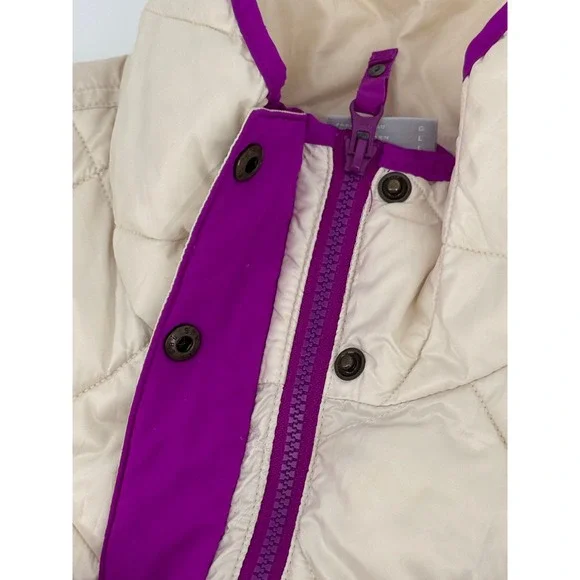 Columbia PFG Quilted Vest Womens Large Full Zip Sleeveless Top Off White  Purple - Picture 13 of 16